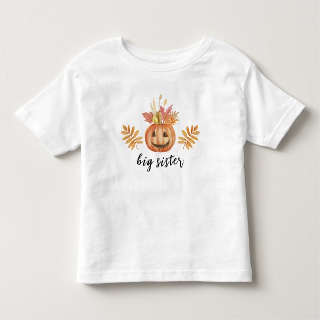 Niedliche Blume Pumpkin Halloween Fall Big Sister Kleinkind T-shirt (Vorderseite)