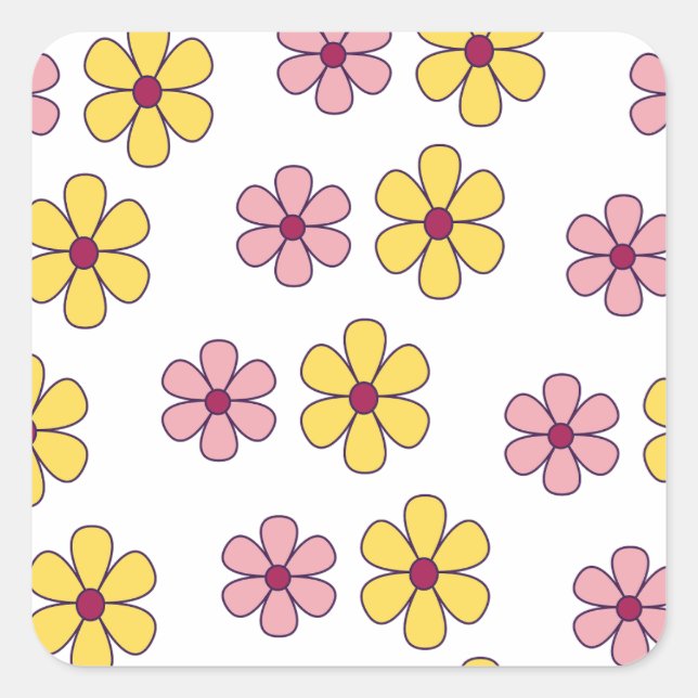 Niedliche Blume Quadratischer Aufkleber (Vorderseite)