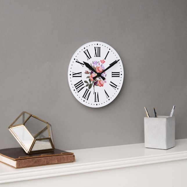 Niedliche Blume Runde Wanduhr (Büro)