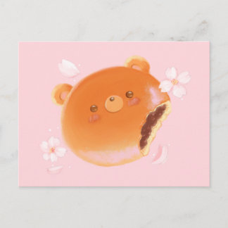 Niedliche Blume Sakura und Anpan Bear Painted Bäck Postkarte