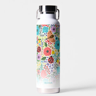 Niedliche Blume Schmetterlinge, Individuelle Name Trinkflasche