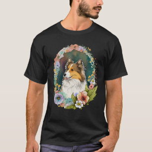 Niedliche Blume Sheltie Sommer Floral Shetland She T-Shirt