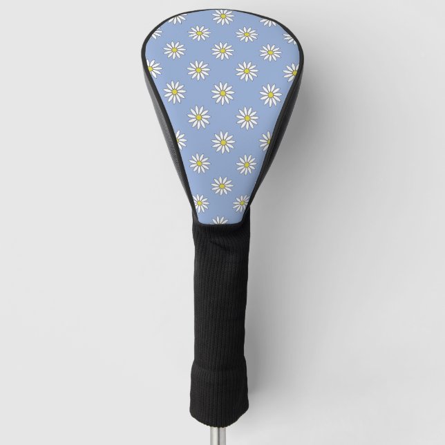 Niedliche Blume über Sky Blue Golf Headcover (Vorderseite)