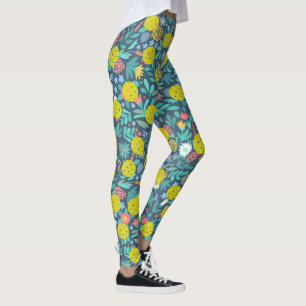 Niedliche Blume und Blätter Spaß beim bunten Pic Leggings