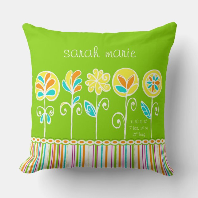 Niedliche Blume und Streifen für das Baby Kissen (Vorderseite)