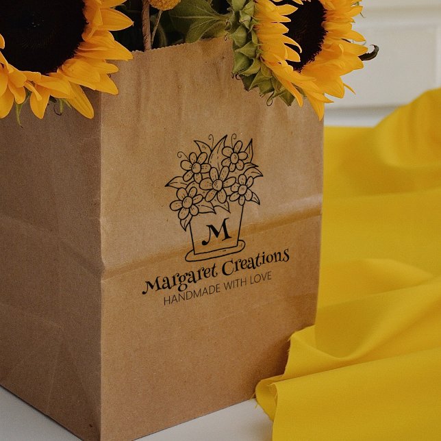 Niedliche Blume Vase Handgefertigt mit Liebe, groß Gummistempel (Von Creator hochgeladen)