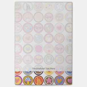 niedliche Blume, Vögel, Herzmuster Post-it Klebezettel