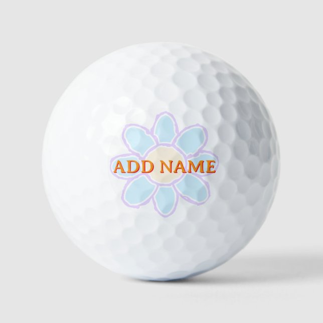 Niedliche Blume Zeichnend benutzerdefinierter Text Golfball (Vorderseite)