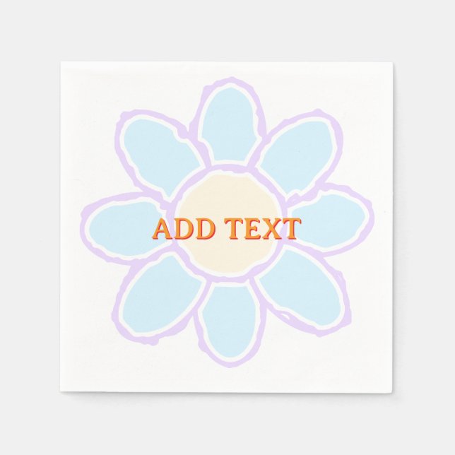 Niedliche Blume Zeichnend benutzerdefinierter Text Serviette (Vorderseite)