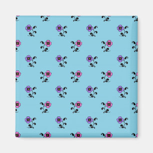 Niedliche Blume zum blauen Hintergrund Magnet