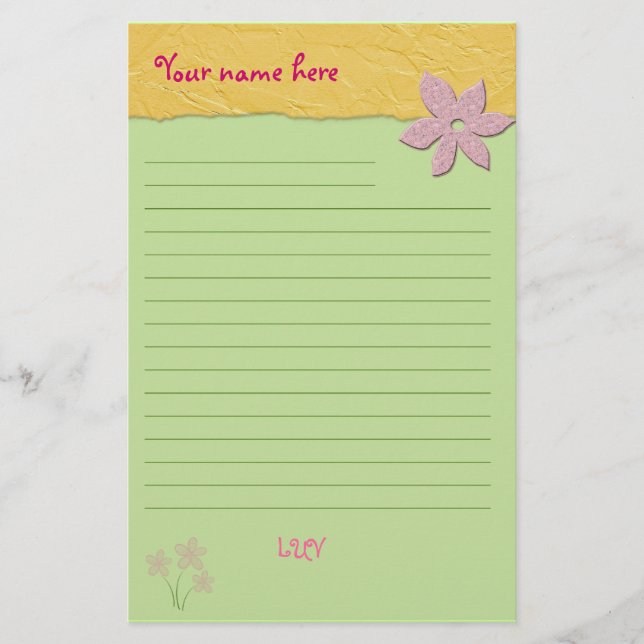 Niedliche Blumen Briefpapier (Vorderseite)