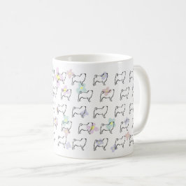 Niedliche Blumen-Mops-Hundemuster-Tasse Tasse