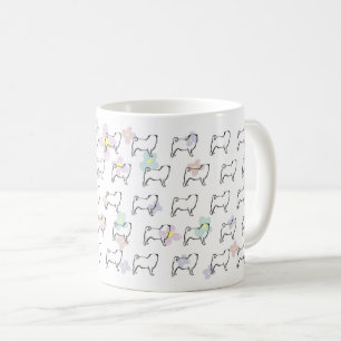 Niedliche Blumen-Mops-Hundemuster-Tasse Tasse