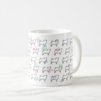 Niedliche Blumen-Mops-Hundemuster-Tasse Tasse