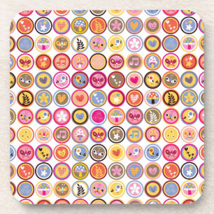 niedliche Blumen, Vögel, Herzmuster Getränkeuntersetzer