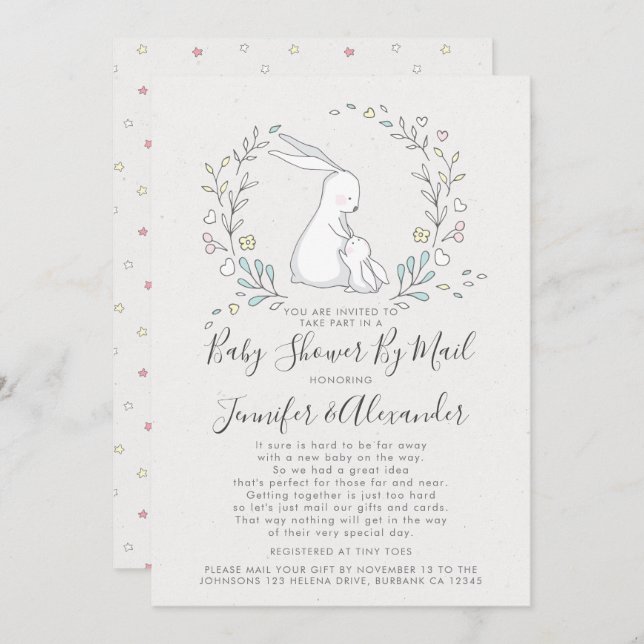 Niedliche Blumendusche e Babydusche per Post Einladung (Vorne/Hinten)