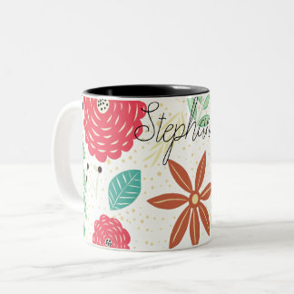 Niedliche Blumenfarben Personalisiert Zweifarbige Tasse