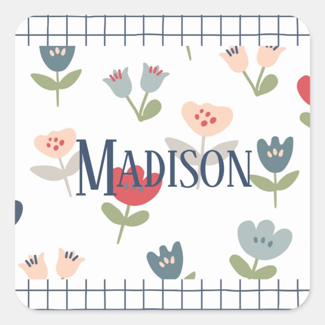 Niedliche Blumengärten Bauernhaus Frühling Sommerf Quadratischer Aufkleber (Vorderseite)