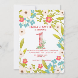 Niedliche Blumengeburt-Party für Kinder Einladung