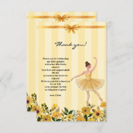 Niedliche Blumengelbe Ballerina Ribbon Babydusche Dankeskarte