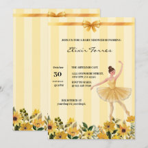 Niedliche Blumengelbe Ballerina Ribbon Babydusche