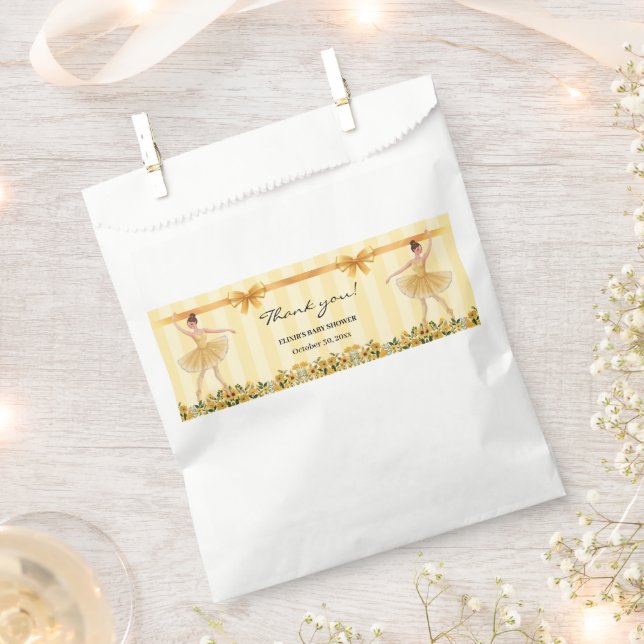 Niedliche Blumengelbe Ballerina Ribbon Babydusche Geschenktütchen (Ausgeschnitten)