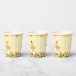 Niedliche Blumengelbe Ballerina Ribbon Babydusche Pappbecher