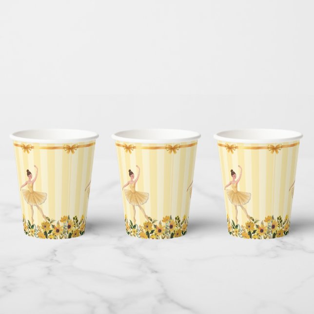 Niedliche Blumengelbe Ballerina Ribbon Babydusche Pappbecher (Multi)