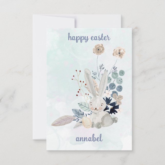 niedliche blumengeschmückte Vintage Osterfeier Mitteilungskarte (Vorderseite)