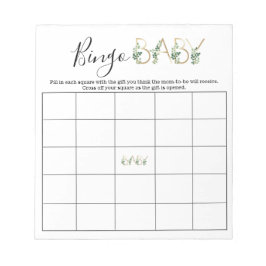 Niedliche Blumengrün Slogan Baby Shower Bingo Game Notizblock
