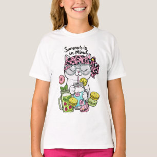 Niedliche Blumenkatze Sommer Stimmung T-Shirt