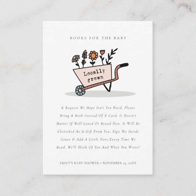 Niedliche Blumenkochbücher für Babydusche Begleitkarte (Vorderseite)