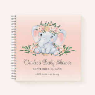 Niedliche Blumenlephant Baby Girl Babydusche Notizbuch
