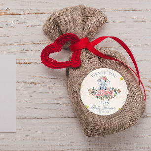 Niedliche Blumenlephäre Vielen Dank Kinderdusche Runder Aufkleber
