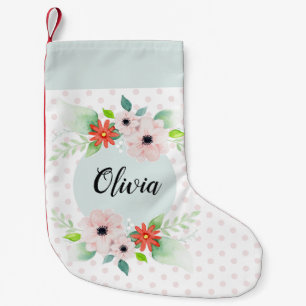 Niedliche Blumenmädchen Blume und Name Kleiner Weihnachtsstrumpf