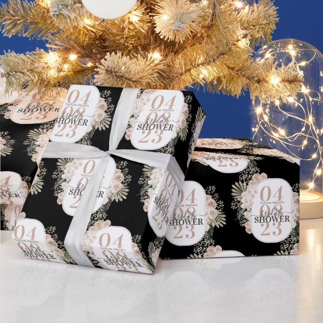 Niedliche Blumenrahmen Brautparty Personalisiert S Geschenkpapier (Feiertage)