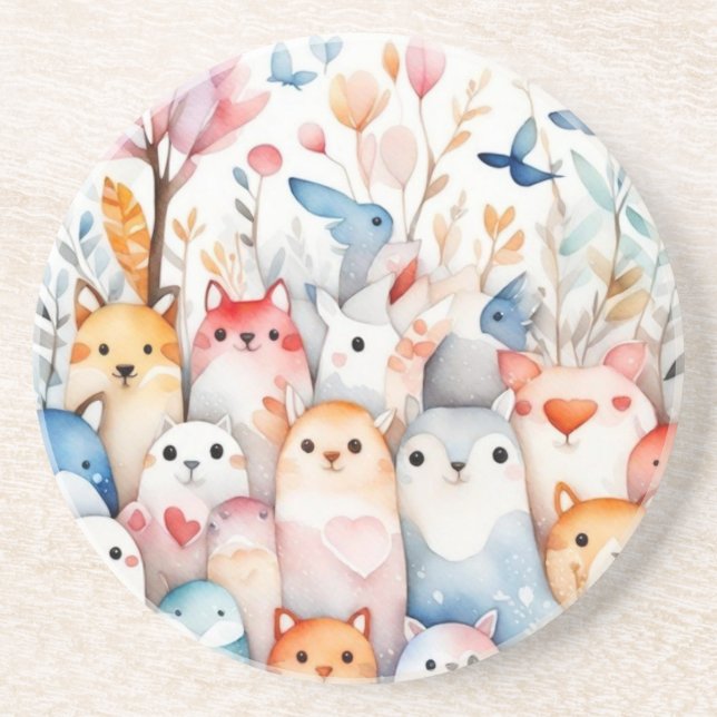 Niedliche Blumentiere niedliche Gestaltung Getränkeuntersetzer (Vorne)