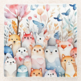 Niedliche Blumentiere niedliche Gestaltung Glasuntersetzer