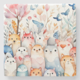 Niedliche Blumentiere niedliche Gestaltung Steinuntersetzer