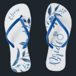 Niedliche Blumenzwiebeln Flip Flops<br><div class="desc">Niedliche blaue Blumenbraut flip Flops für Braut zu sein,  große personalisierte Brautparty Geschenke.</div>