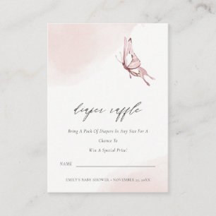 Niedliche Blush Butterfly Diaper Raffle Babydusche Begleitkarte