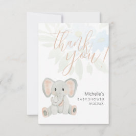 Niedliche Blush Elephant Aquarellfarben Dankeskarte