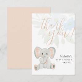 Niedliche Blush Elephant Aquarellfarben Dankeskarte