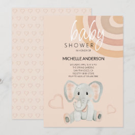 Niedliche Blush Elephant Aquarellfarben Einladung