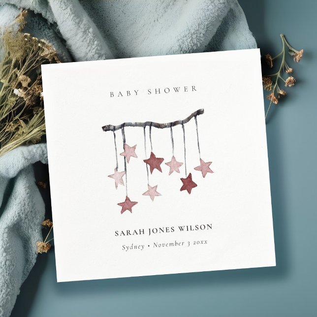 Niedliche Blush Pink Star Mobile Baby Dusche Serviette (Von Creator hochgeladen)