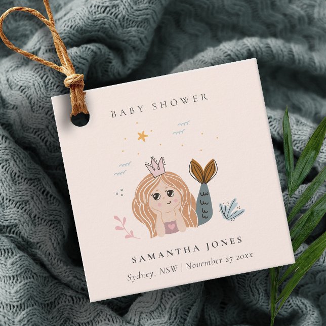 Niedliche Blush Sea Meerjungfrau Girl Babydusche Geschenkanhänger (Von Creator hochgeladen)