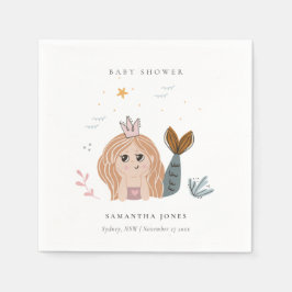 Niedliche Blush Sea Meerjungfrau Girl Babydusche Serviette