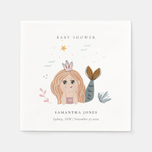 Niedliche Blush Sea Meerjungfrau Girl Babydusche Serviette