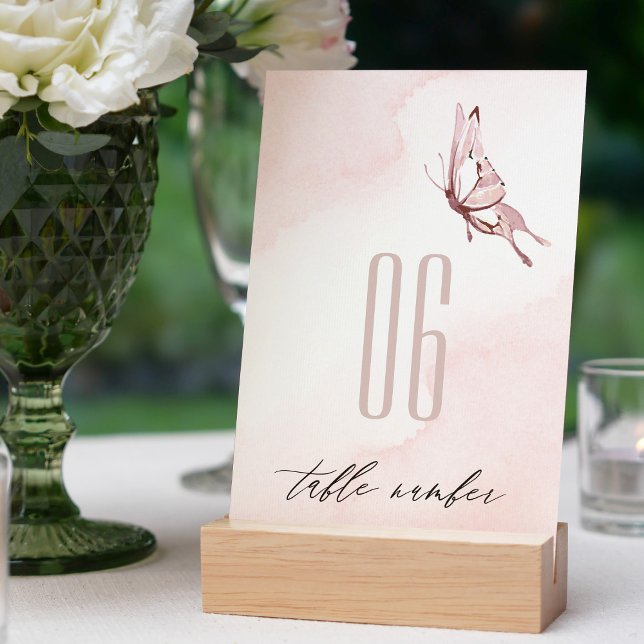 NIEDLICHE BLUSH WATERCOLOR BUTTERFLY WEDD TISCHNUMMER (Von Creator hochgeladen)