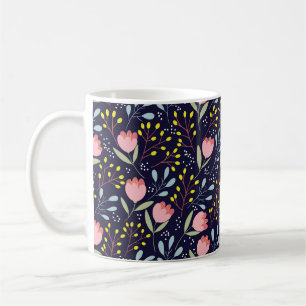 Niedliche Blüte: Farbenfrohe Blume Muster. Kaffeetasse